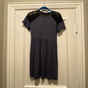 Topshop Light Blue with Black Lace Cotton Dress